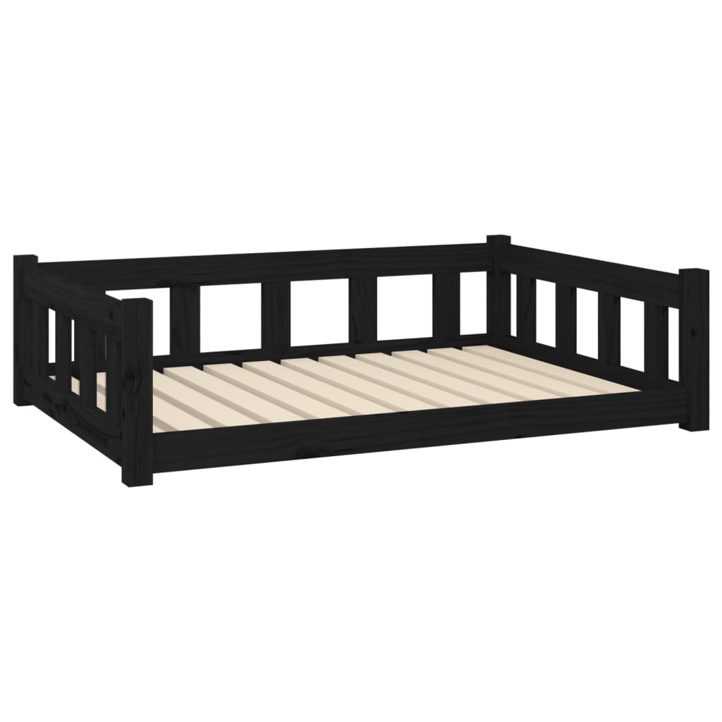 Dog bed black 105.5x75.5x28 cm solid pine