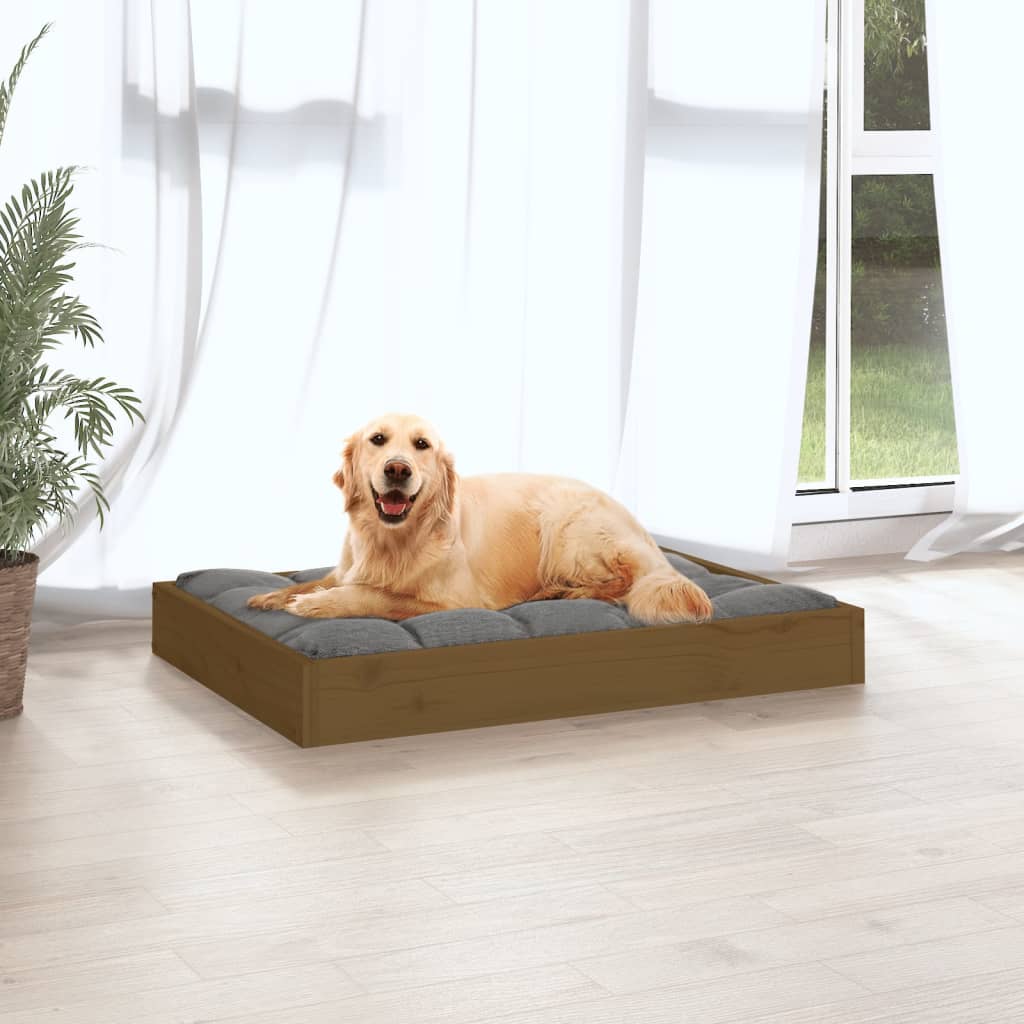 Dog bed honey brown 71.5x54x9 cm solid pine