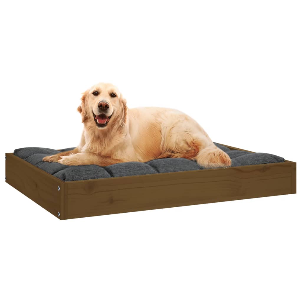 Dog bed honey brown 71.5x54x9 cm solid pine