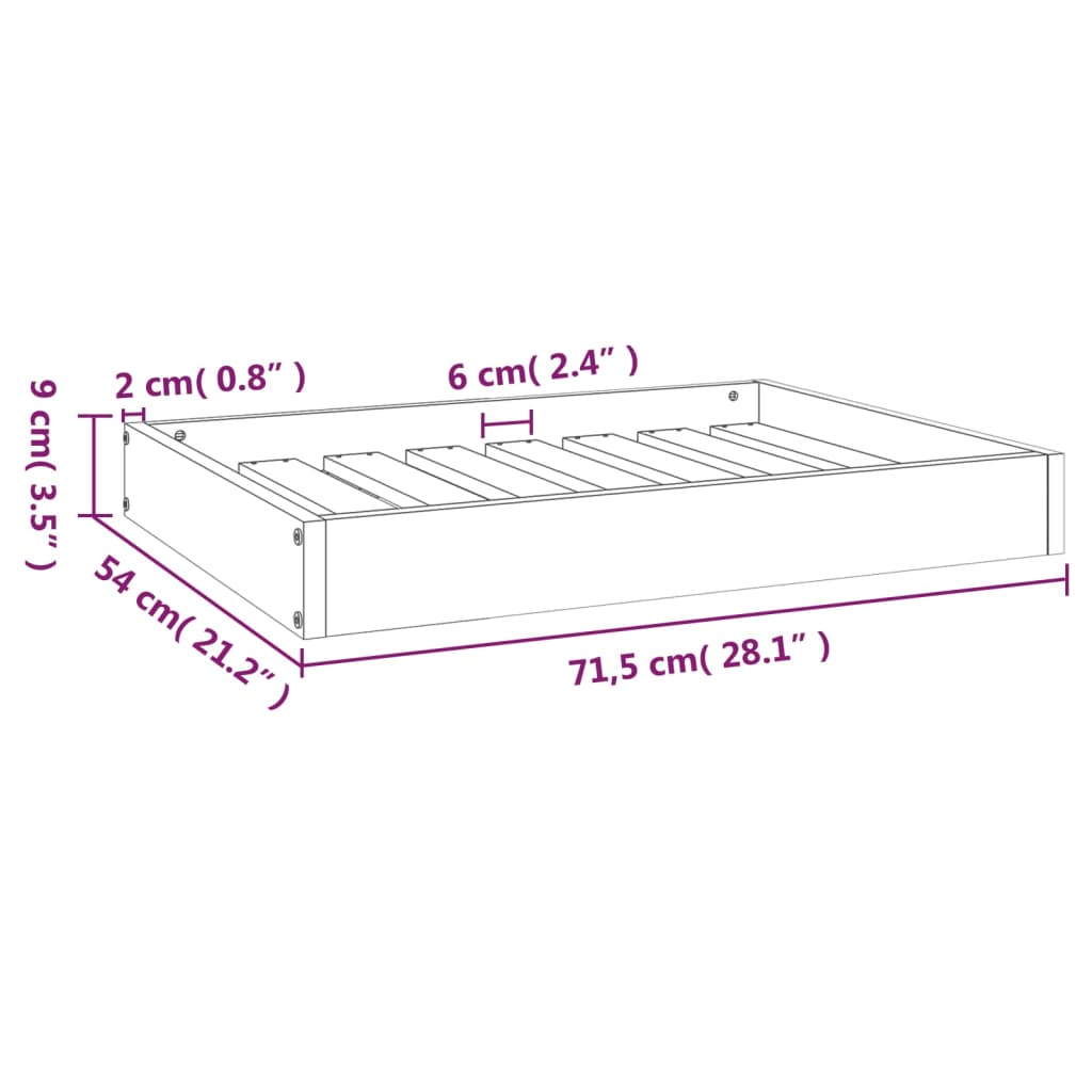 Dog bed honey brown 71.5x54x9 cm solid pine