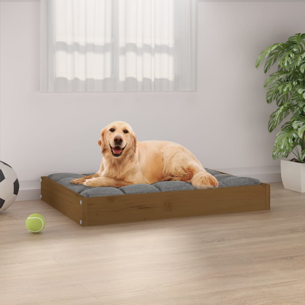 Dog bed honey brown 71.5x54x9 cm solid pine