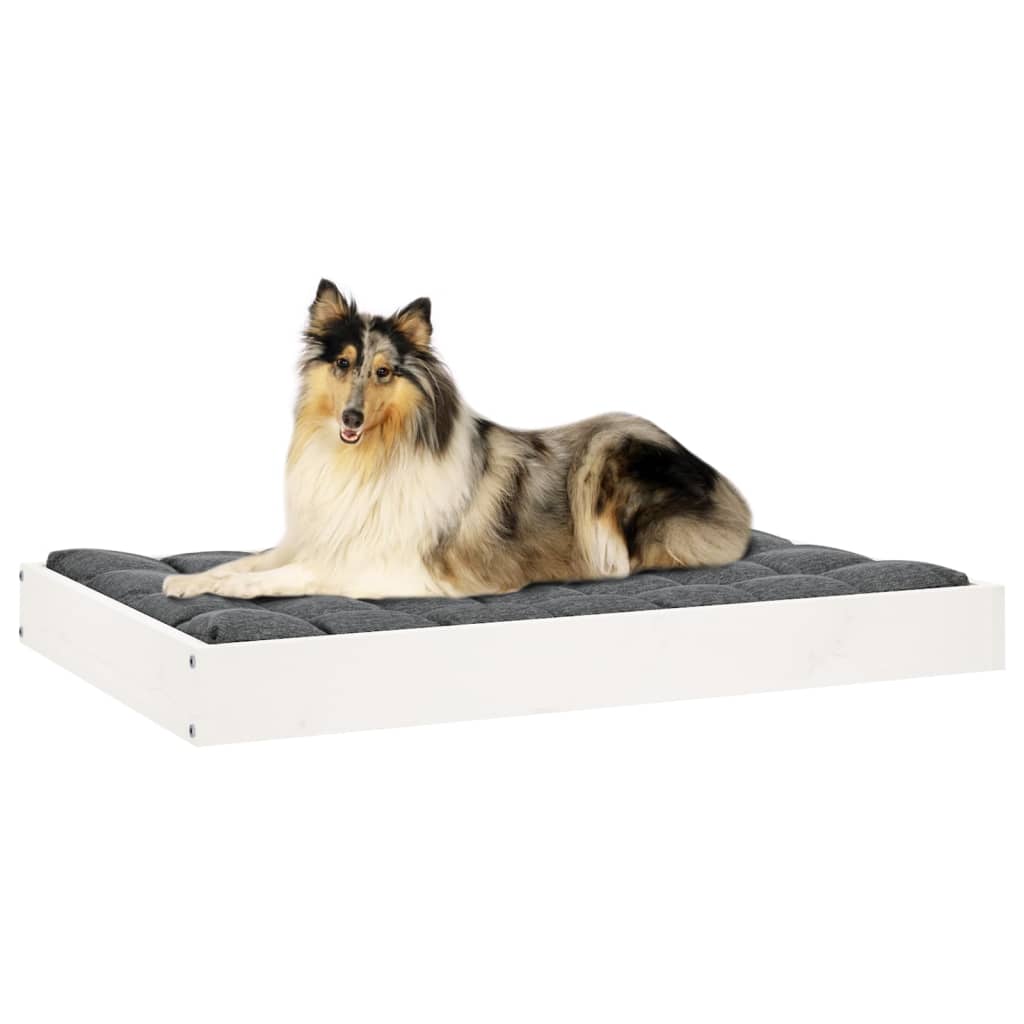 Dog bed white 91.5x64x9 cm solid pine
