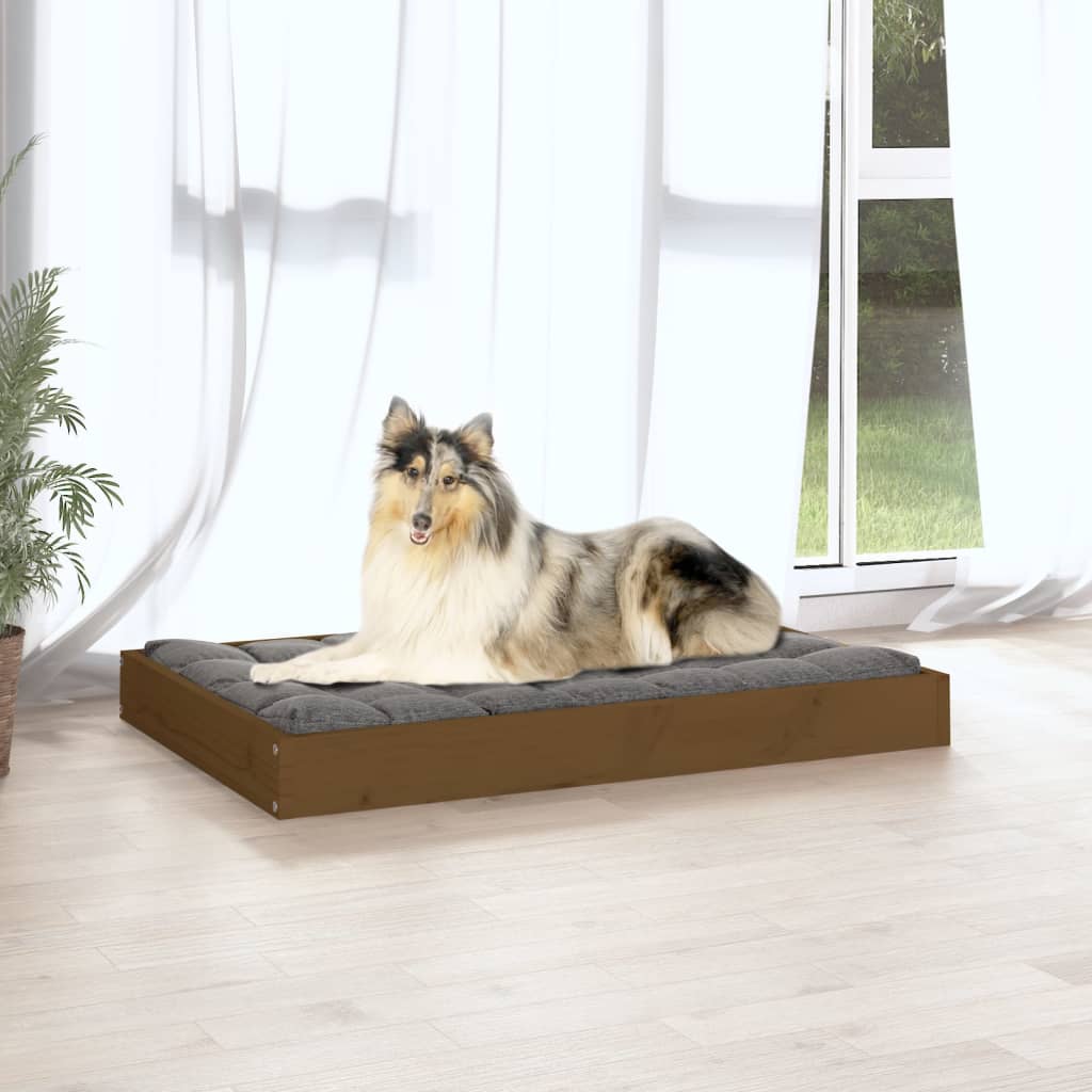 Dog bed honey brown 91.5x64x9 cm solid pine
