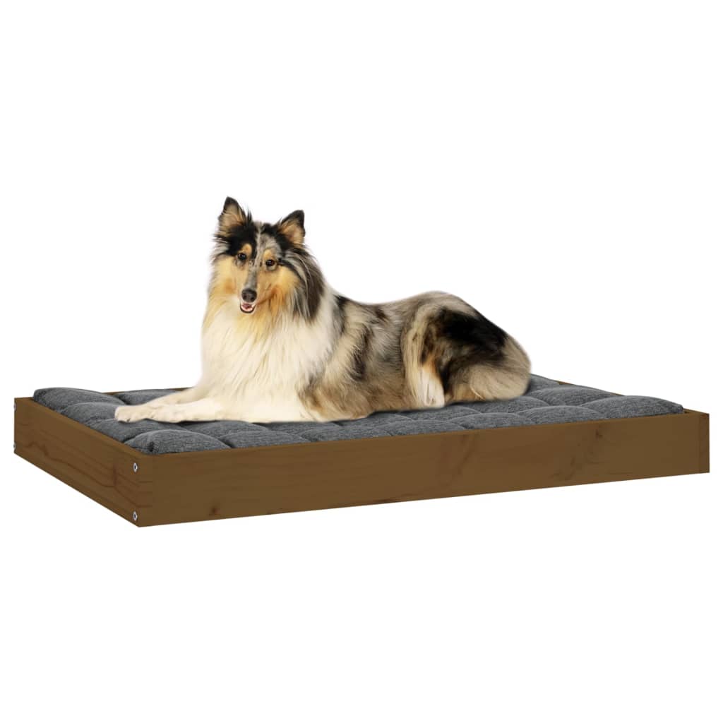 Dog bed honey brown 91.5x64x9 cm solid pine