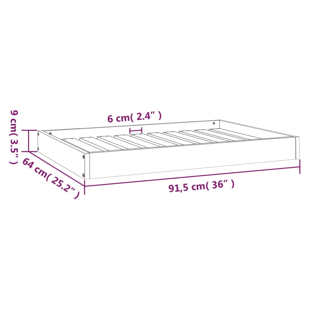 Dog bed honey brown 91.5x64x9 cm solid pine
