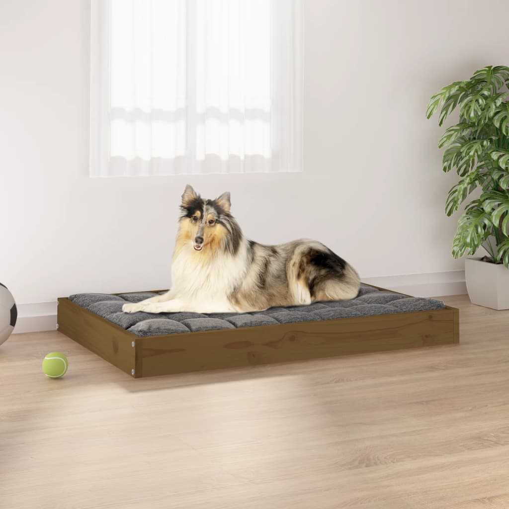 Dog bed honey brown 91.5x64x9 cm solid pine