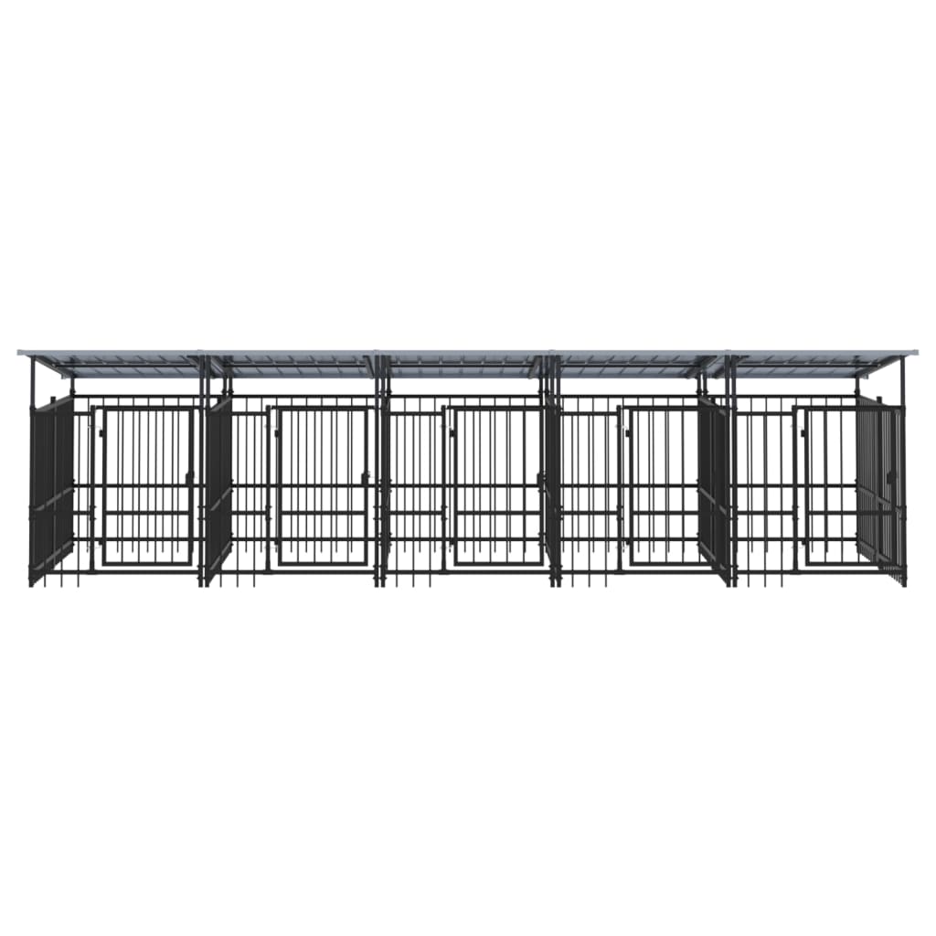 Koiran ulkohäkki katoksella teräs 9,38 m²