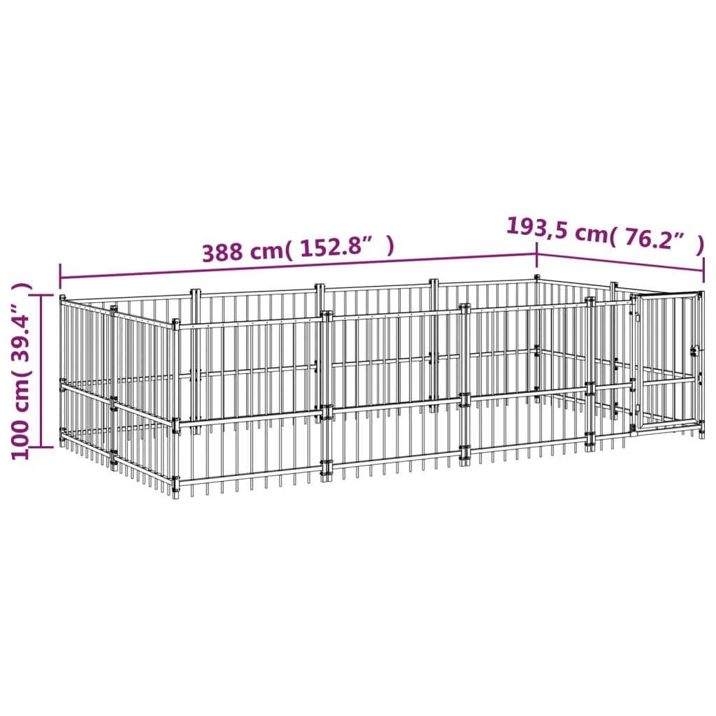 Outdoor dog cage steel 7.51 m²