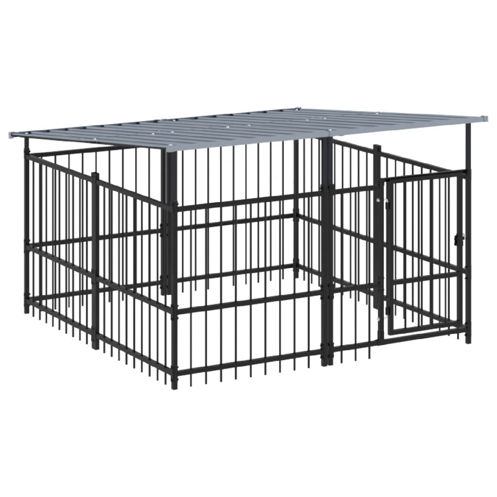 Outdoor dog cage with canopy, steel, 3.75 m²