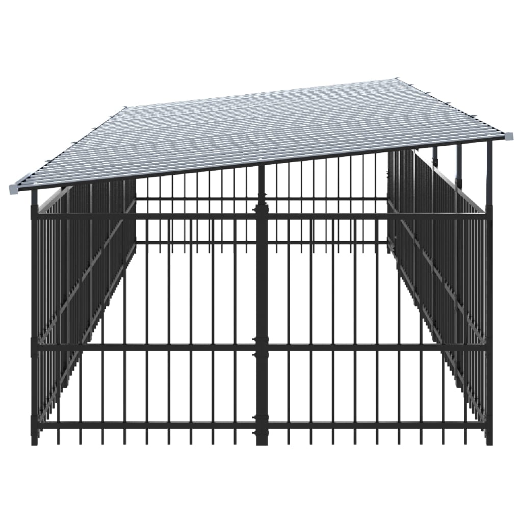 Koiran ulkohäkki katoksella teräs 9,38 m²