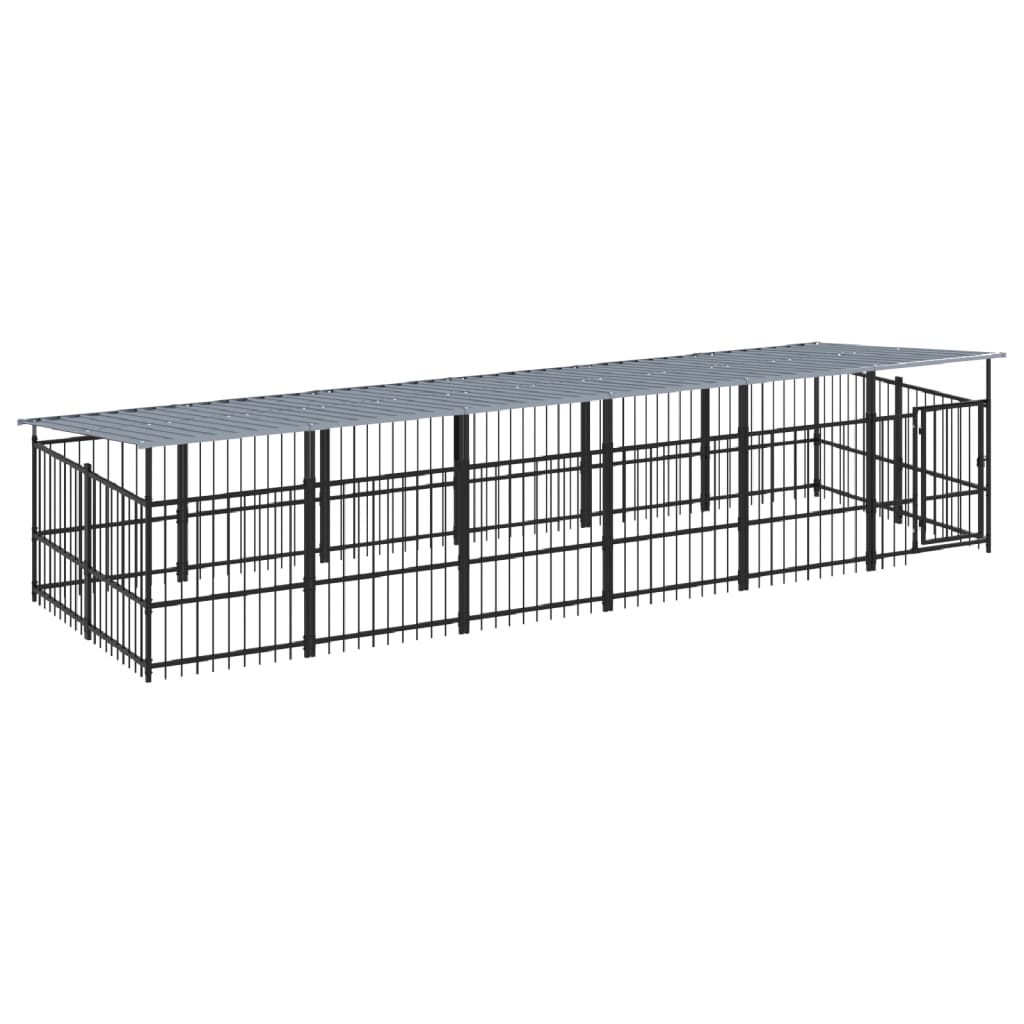 Koiran ulkohäkki katoksella teräs 11,26 m²