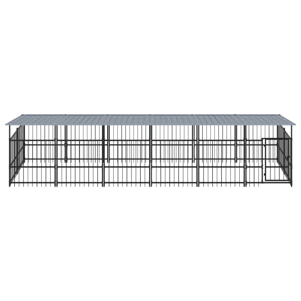 Koiran ulkohäkki katoksella teräs 11,26 m²