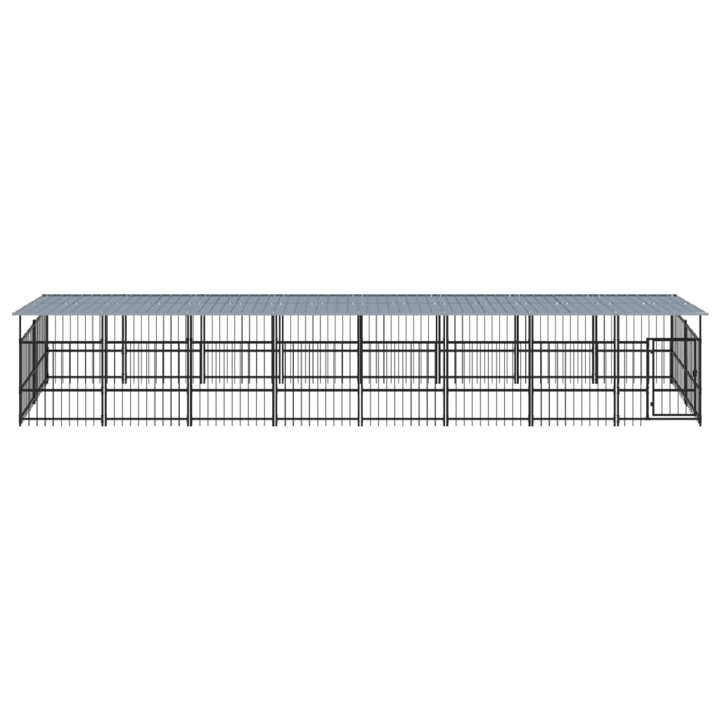 Outdoor dog cage with canopy, steel, 15.02 m²