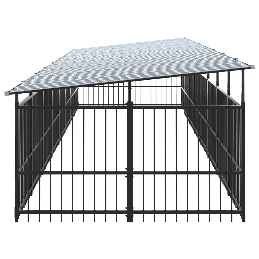 Outdoor dog cage with canopy, steel, 15.02 m²