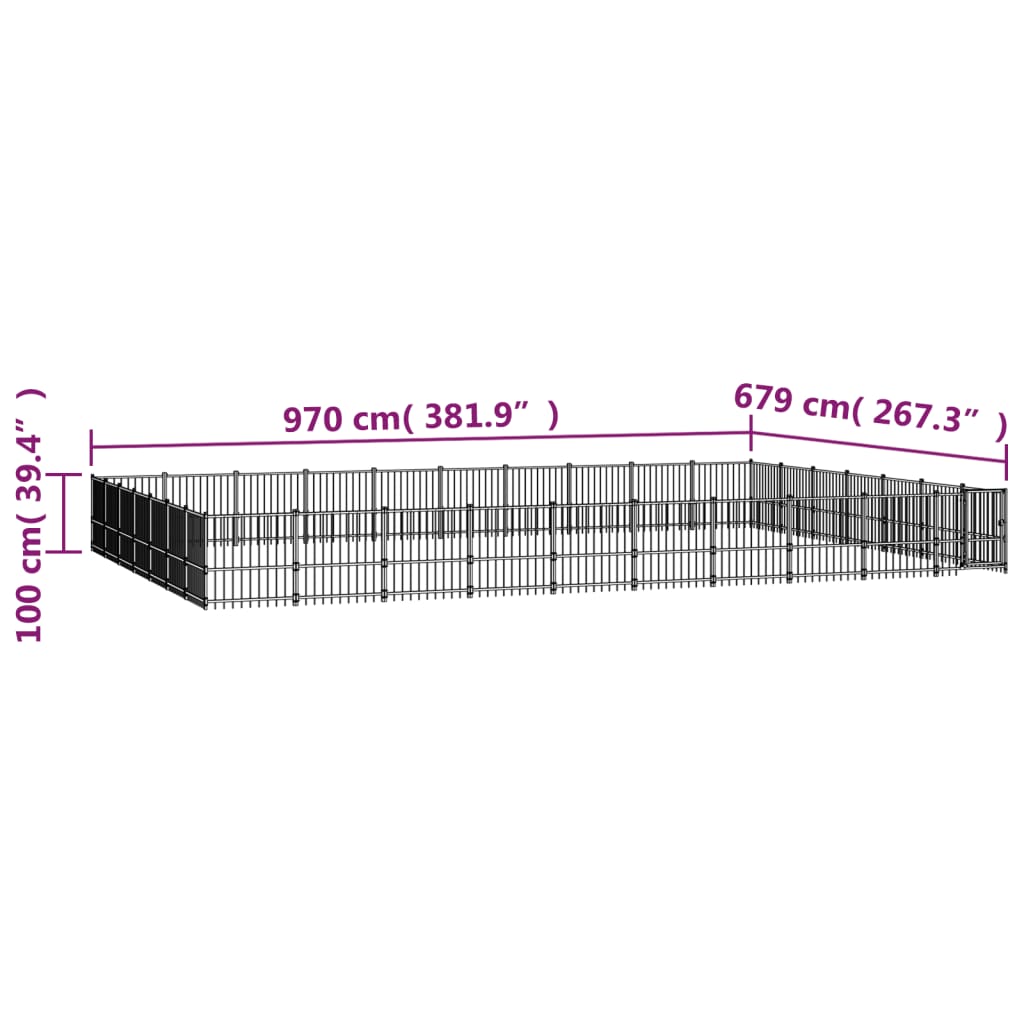 Koiran ulkohäkki teräs 65,86 m²