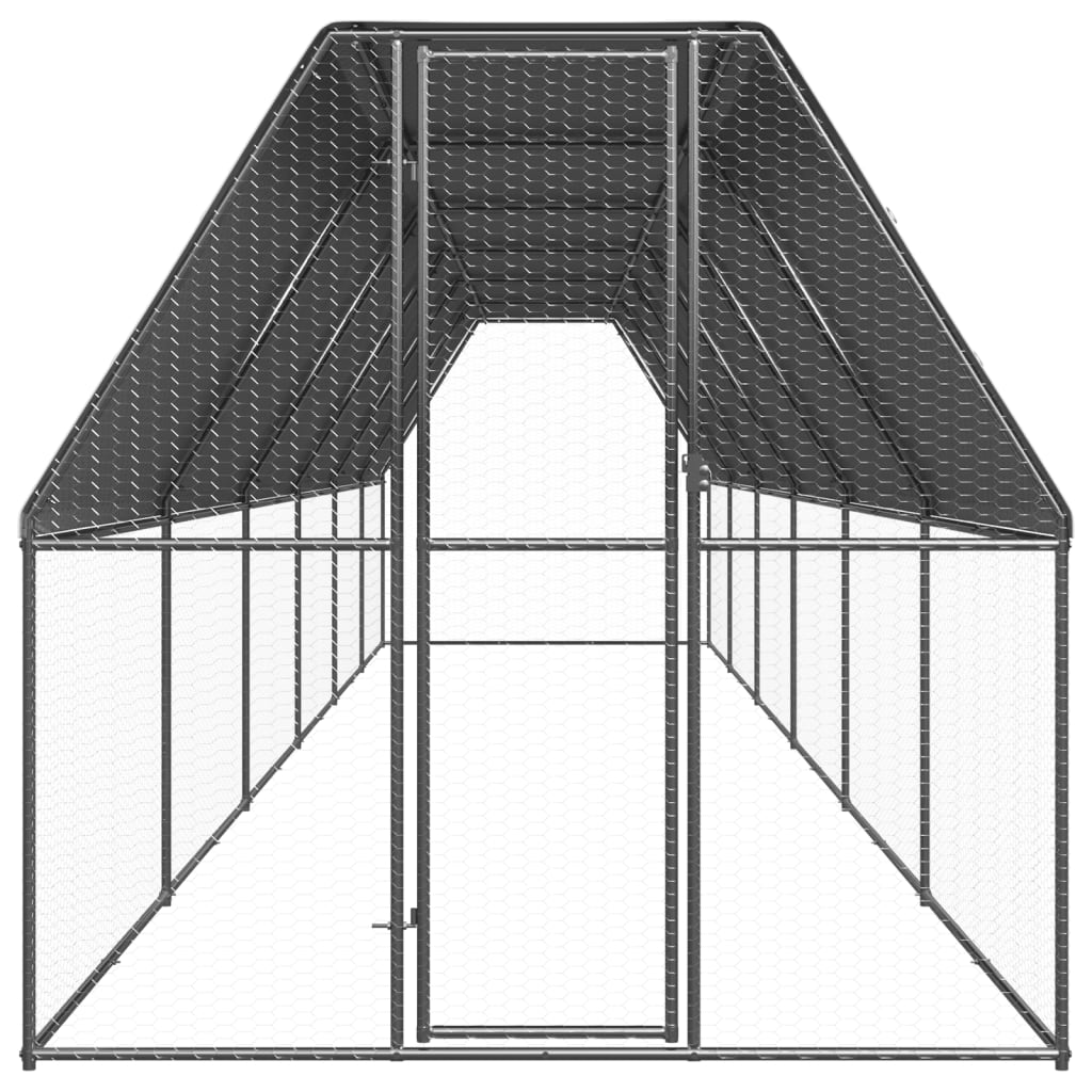 Outdoor chicken coop 2x12x2 m galvanized steel