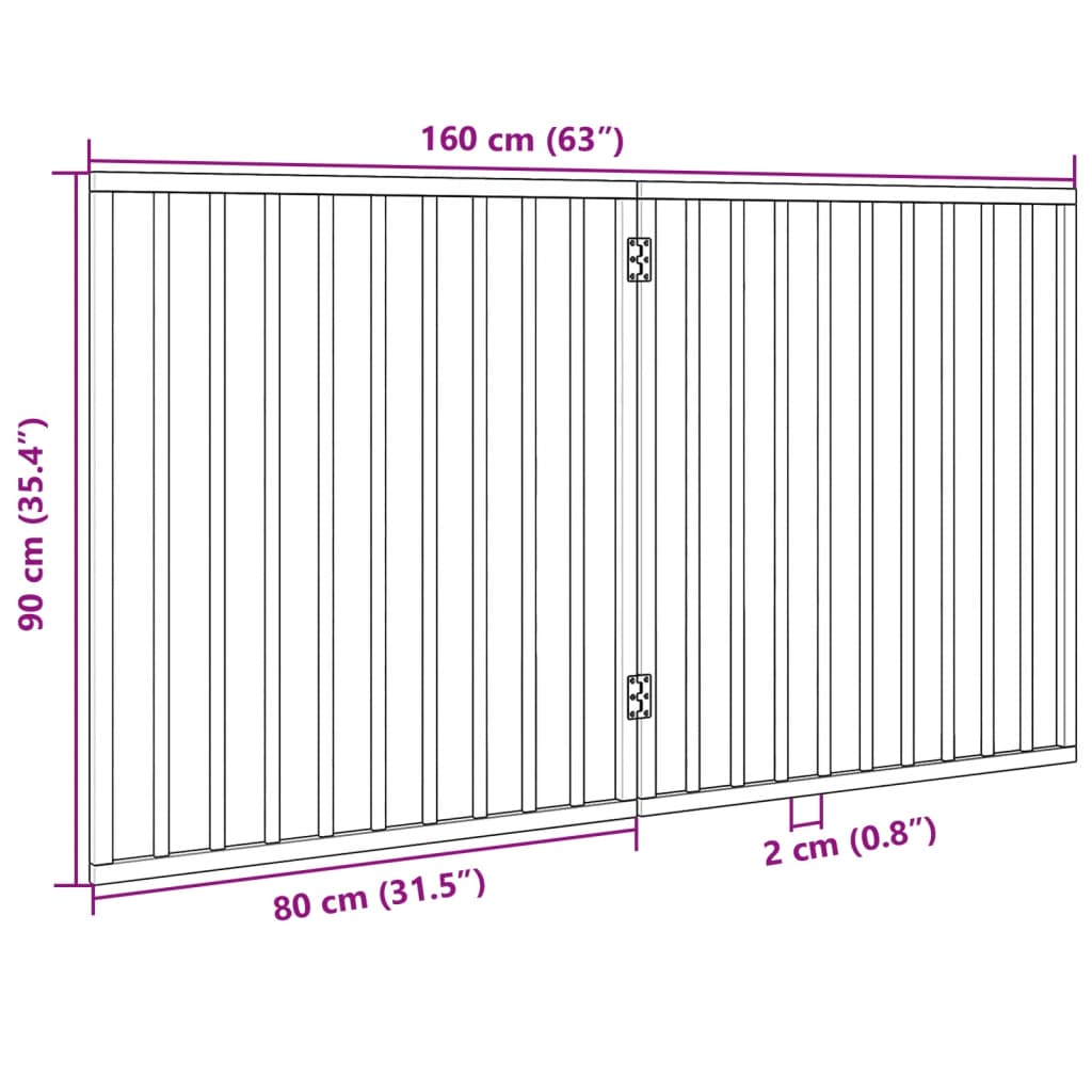 Folding door frame 2 panels white 160 cm poplar wood