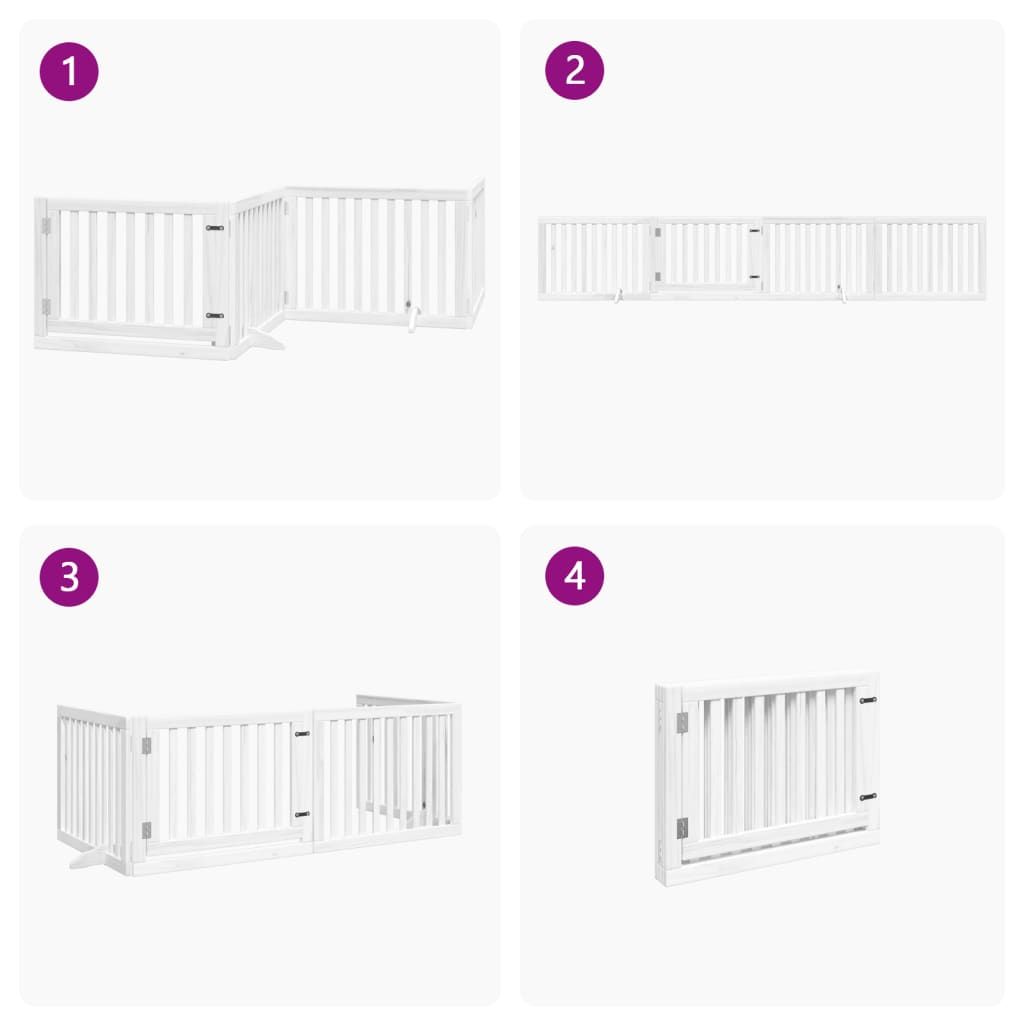 Folding door, 4 panels, white, 320 cm, poplar wood
