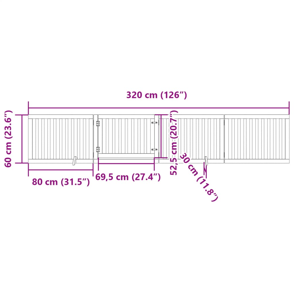 Folding door, 4 panels, white, 320 cm, poplar wood