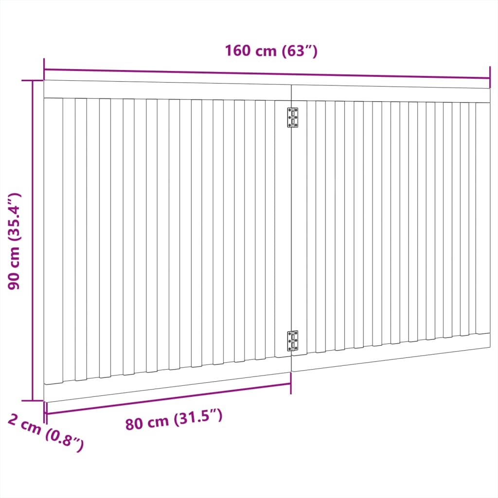 Folding door frame 2 panels white 160 cm poplar wood