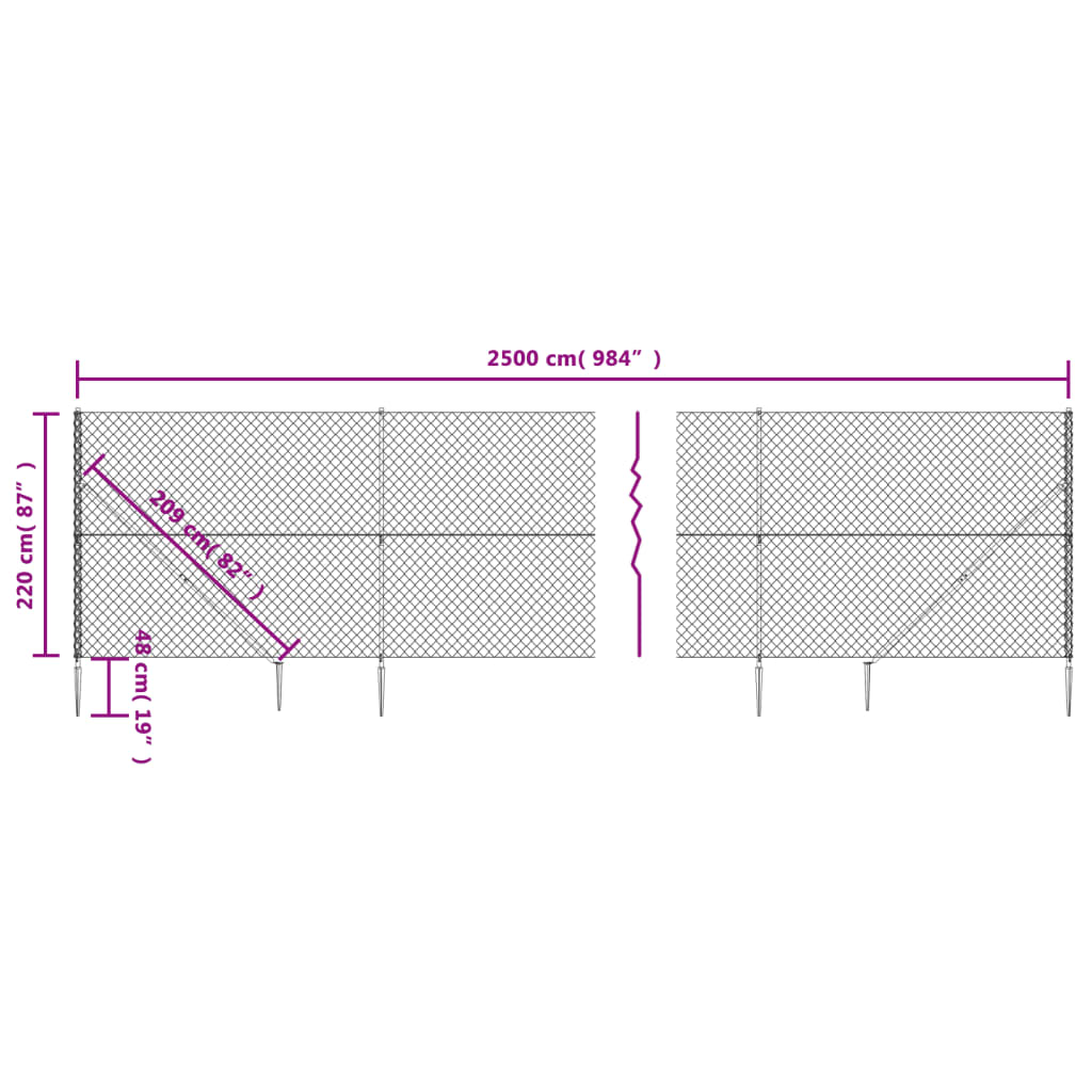Verkkoaita maapiikeillä antrasiitti 2,2x25 m