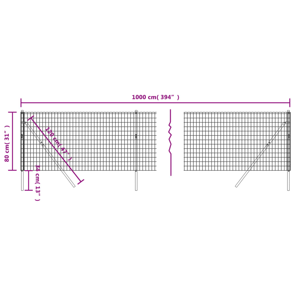 Verkkoaita vihreä 0,8x10 m galvanoitu teräs
