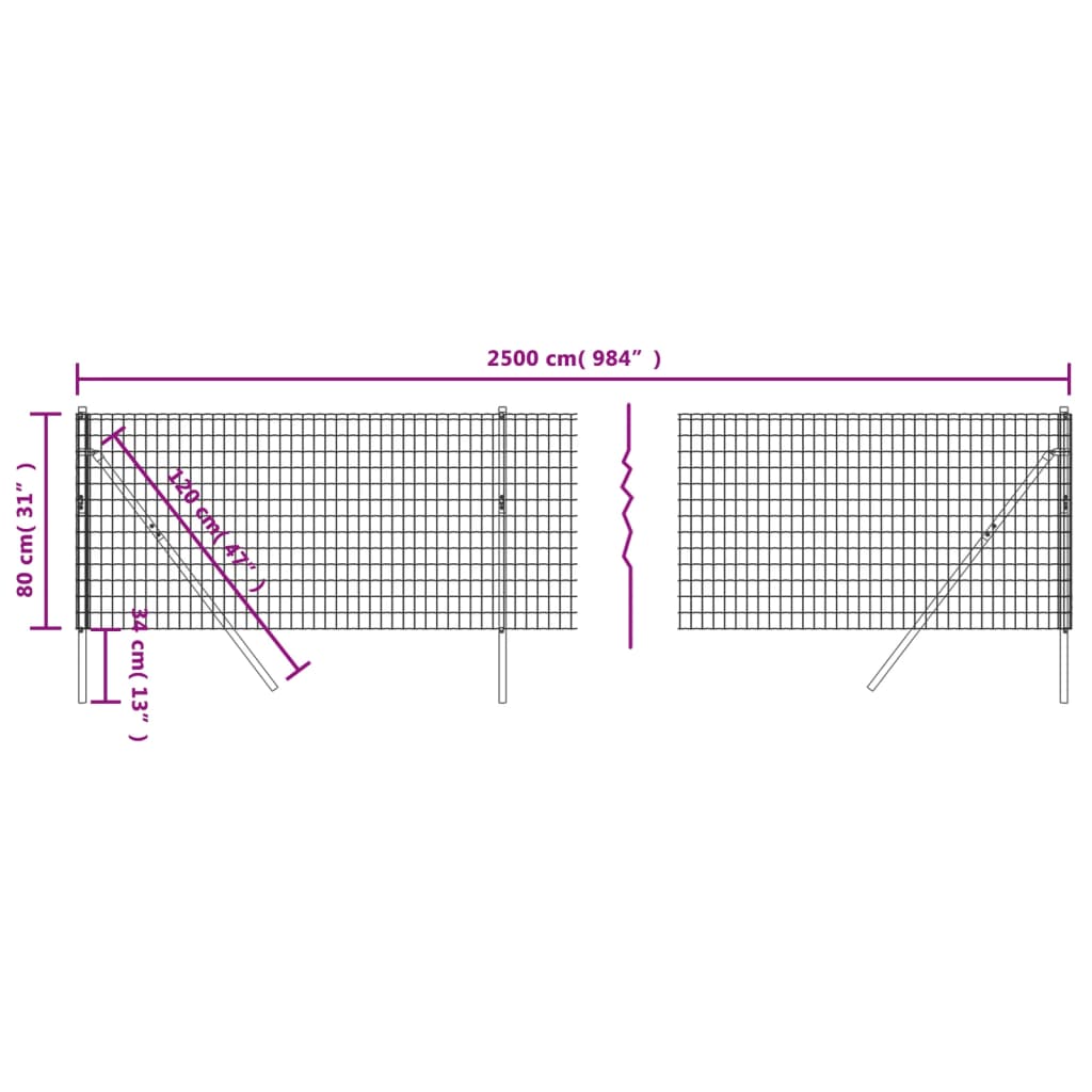 Verkkoaita vihreä 0,8x25 m galvanoitu teräs