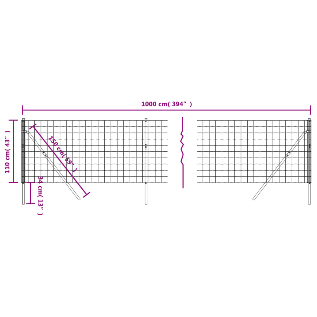 Verkkoaita vihreä 1,1x10 m galvanoitu teräs