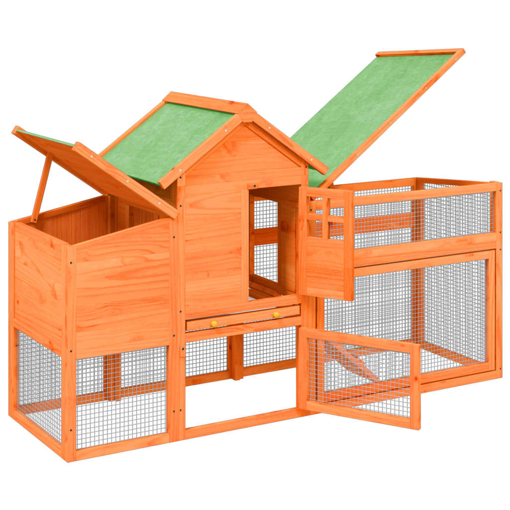 Chicken coop brown 186.5x58.5x113 cm solid pine