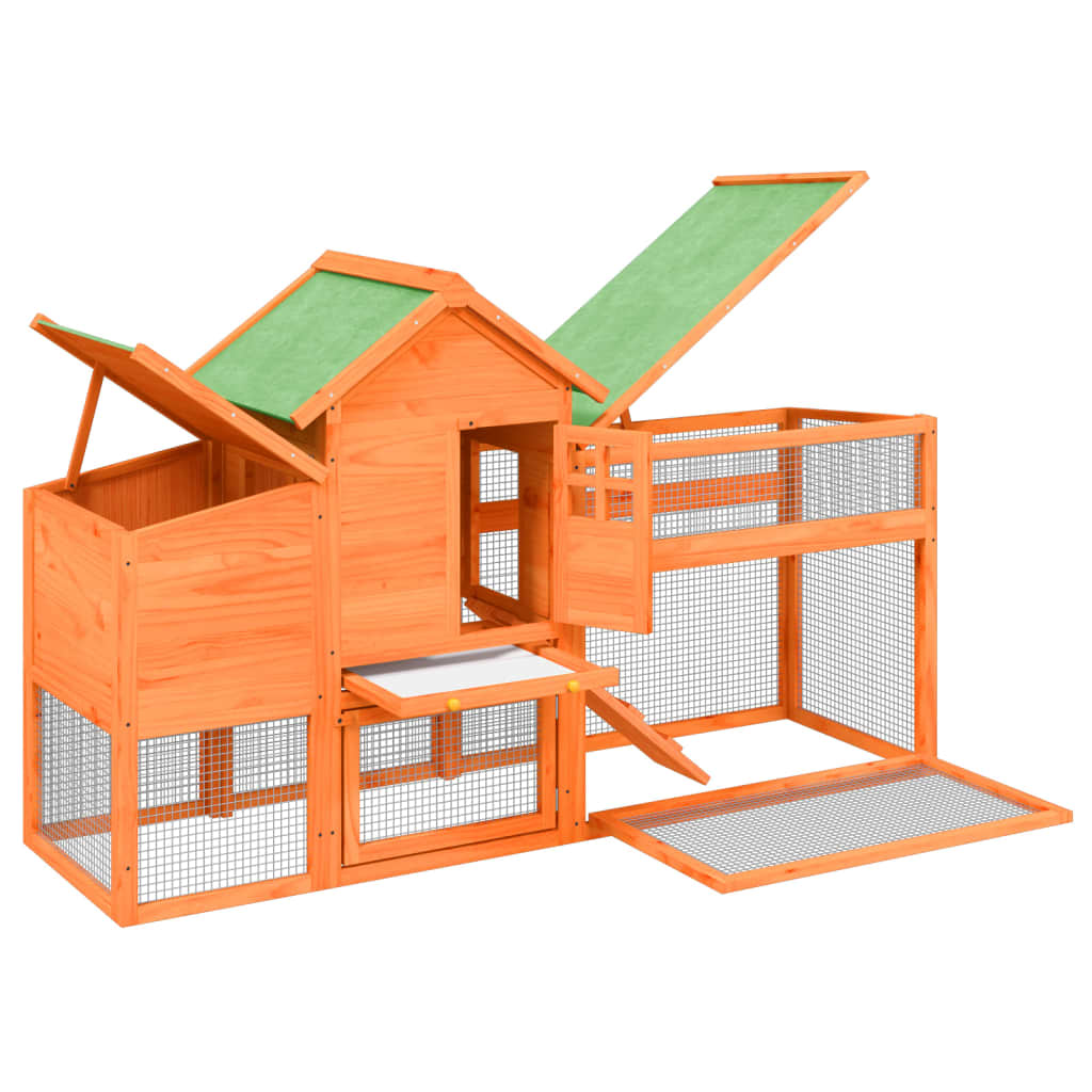 Chicken coop brown 186.5x58.5x113 cm solid pine