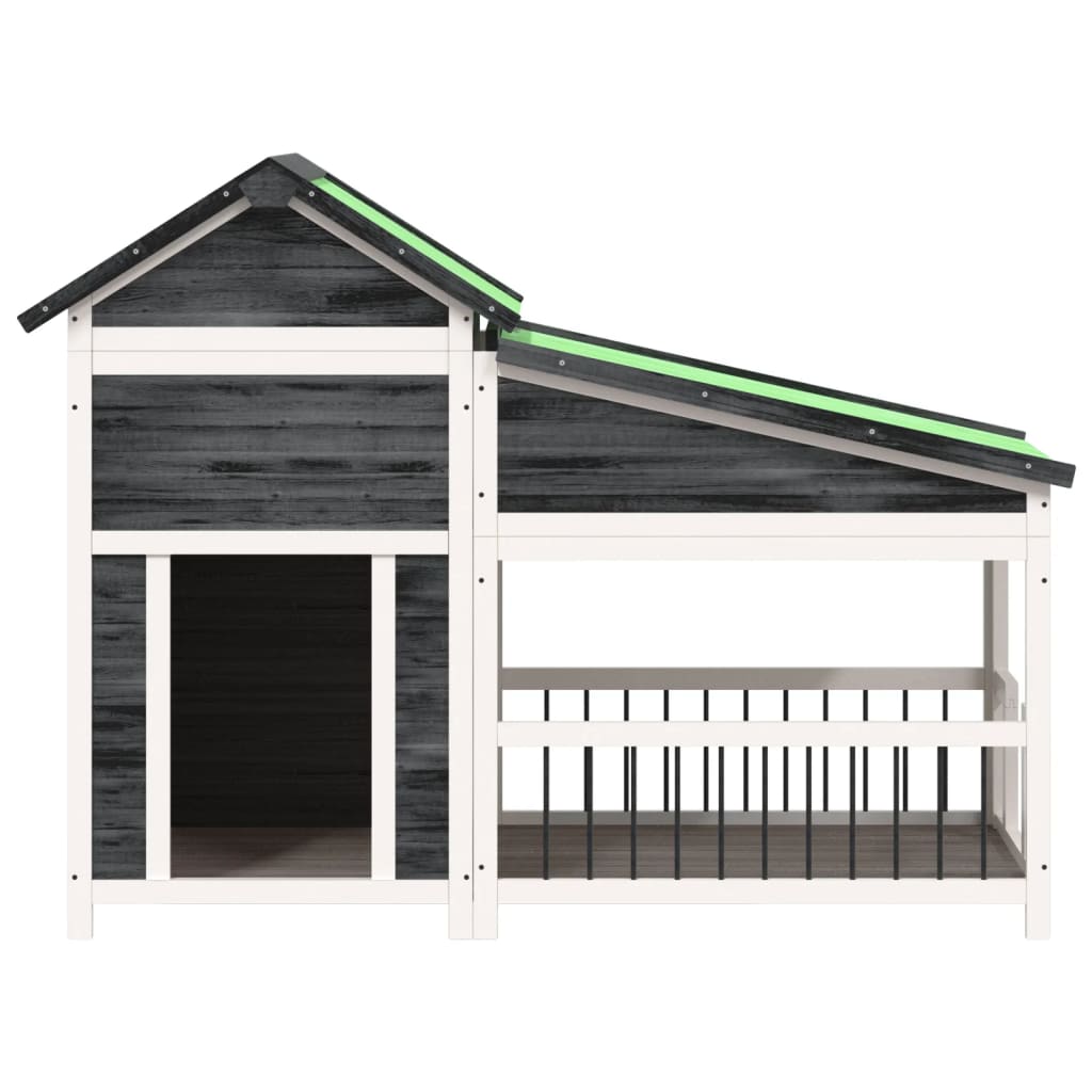 Dog kennel gray 143x60.5x109 cm solid pine
