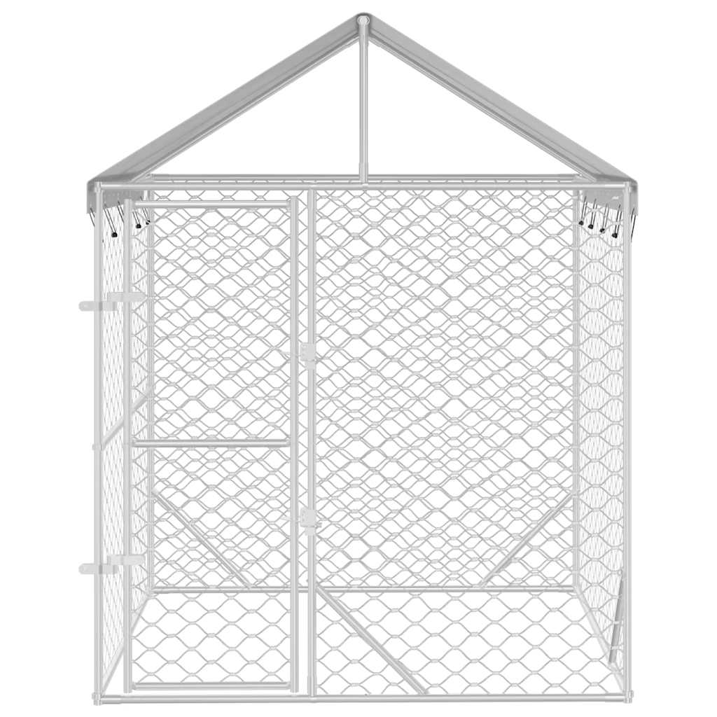 Outdoor dog cage with roof silver 2x2x2.5 m galvanized steel