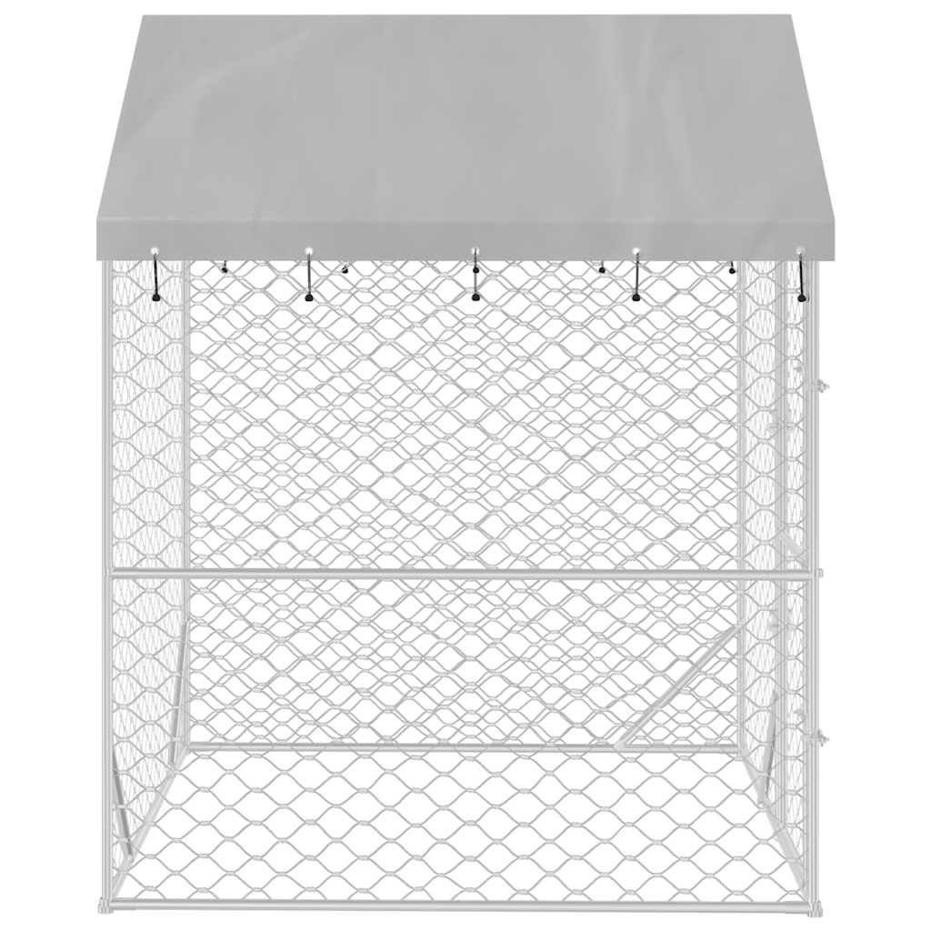 Outdoor dog cage with roof silver 2x2x2.5 m galvanized steel