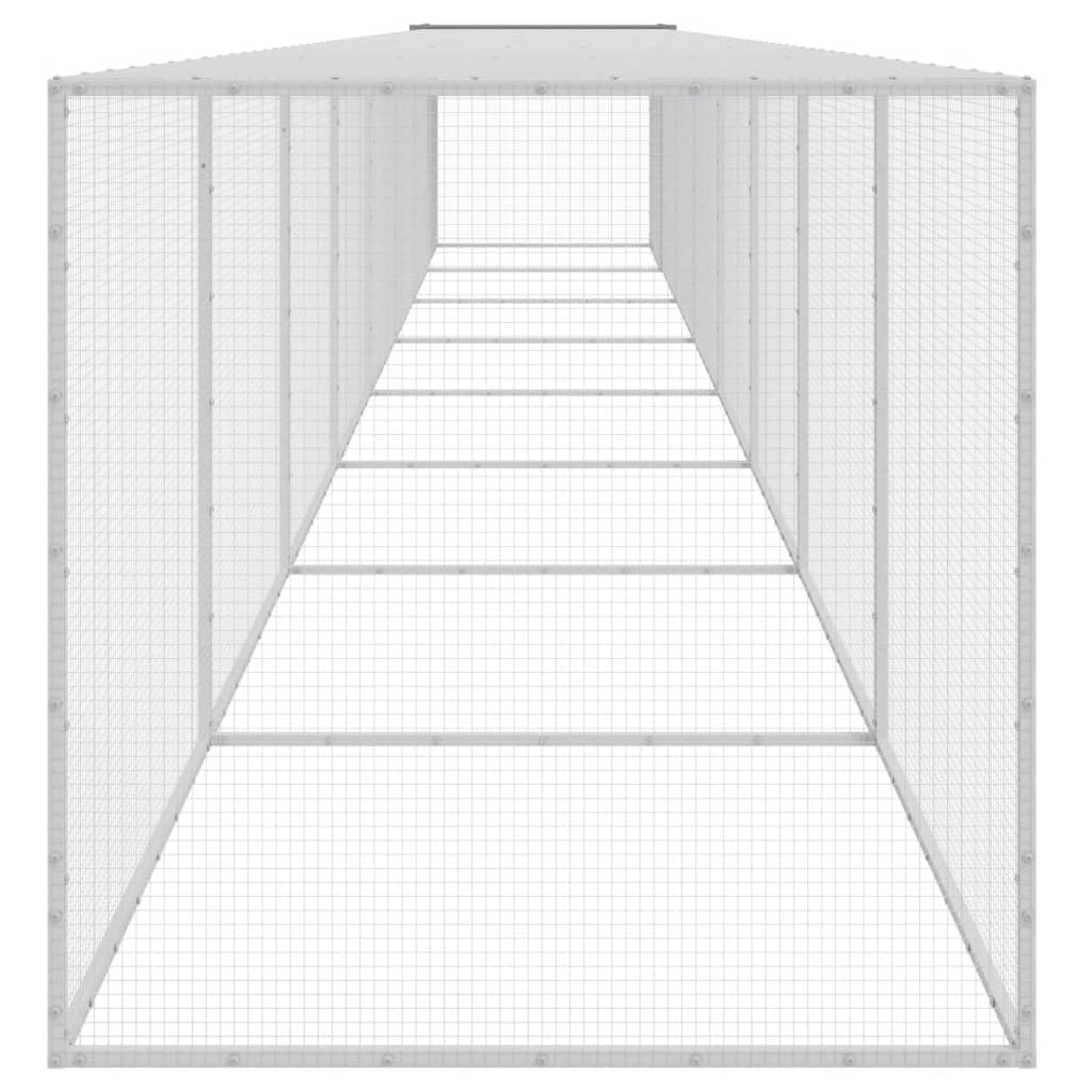 Chicken coop with roof light grey 803x98x90 cm galvanized steel