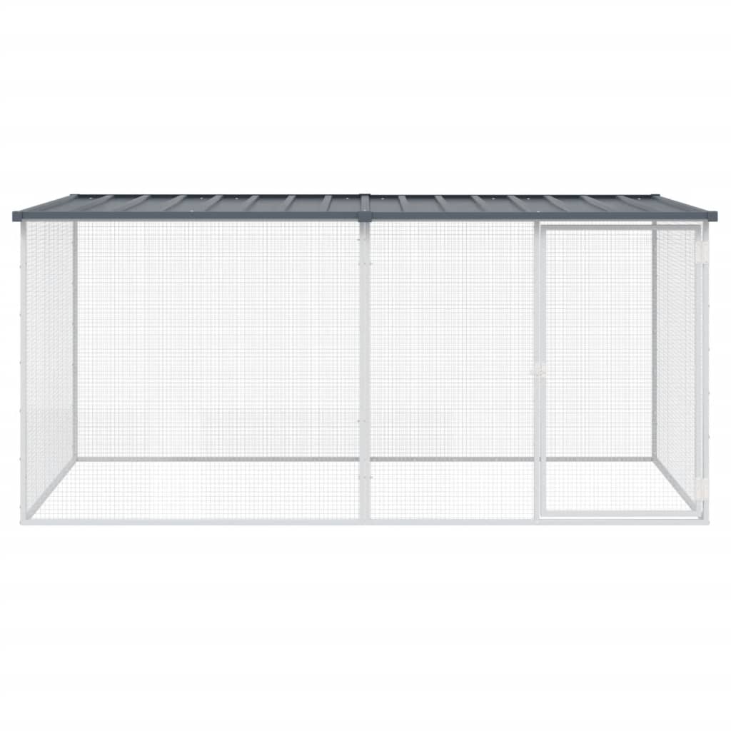 Kanahäkki katolla antrasiitti 203x98x90 cm galvanoitu teräs