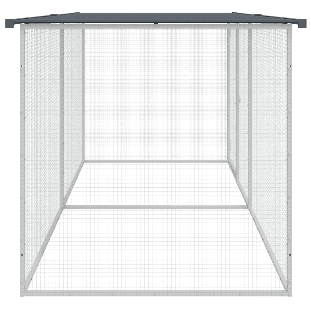 Kanahäkki katolla antrasiitti 203x98x90 cm galvanoitu teräs