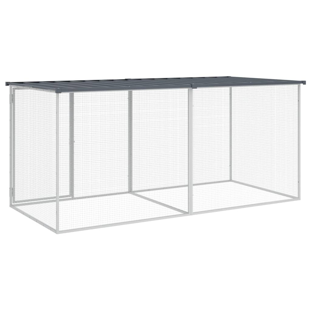 Kanahäkki katolla antrasiitti 203x98x90 cm galvanoitu teräs