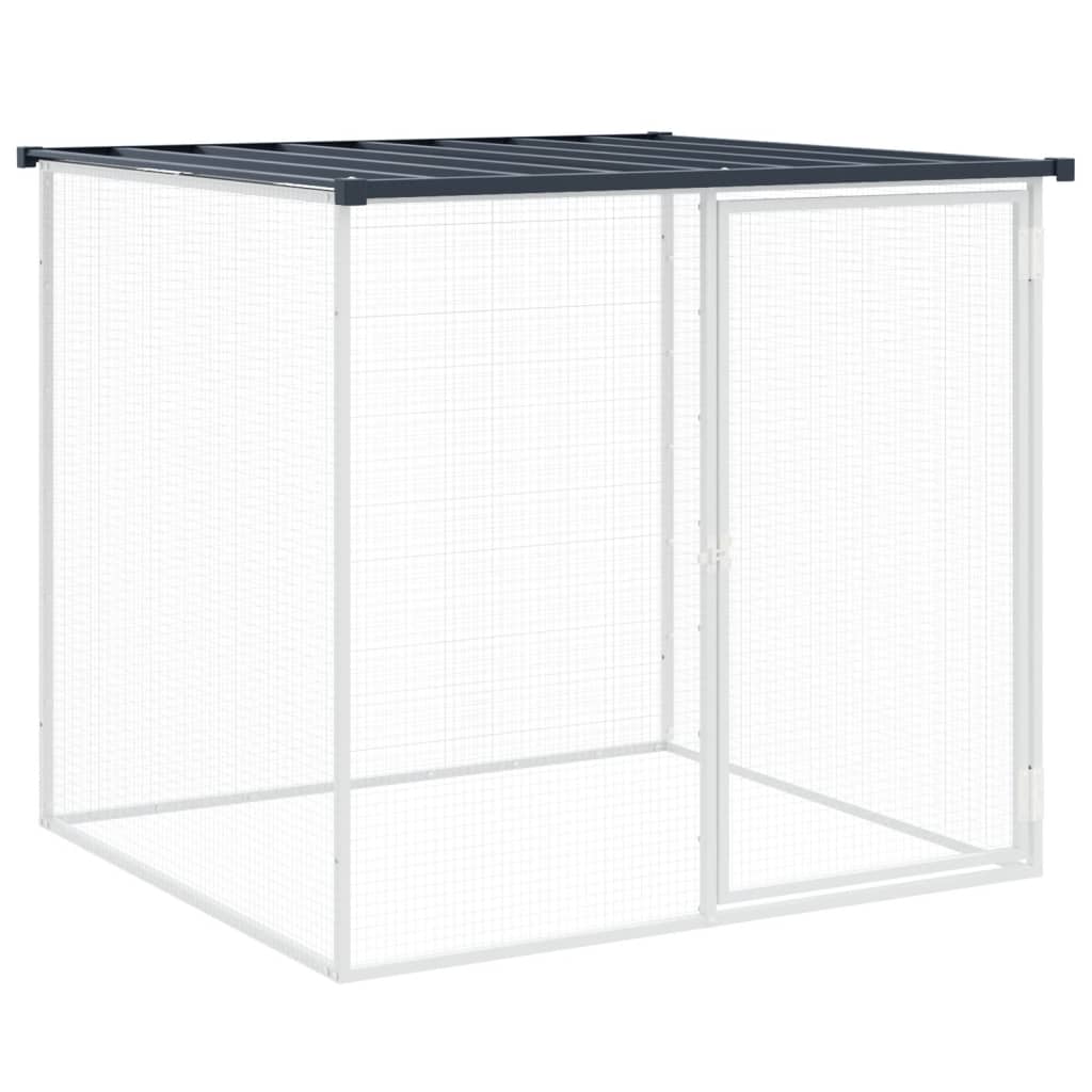 Kanahäkki katolla antrasiitti 203x98x90 cm galvanoitu teräs