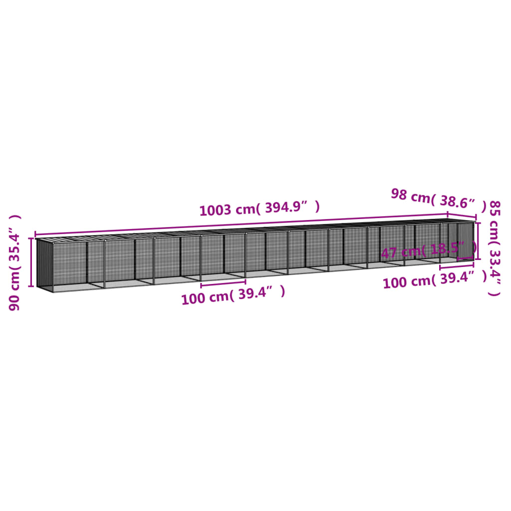 Chicken coop with roof anthracite 1003x98x90 cm galvanized steel