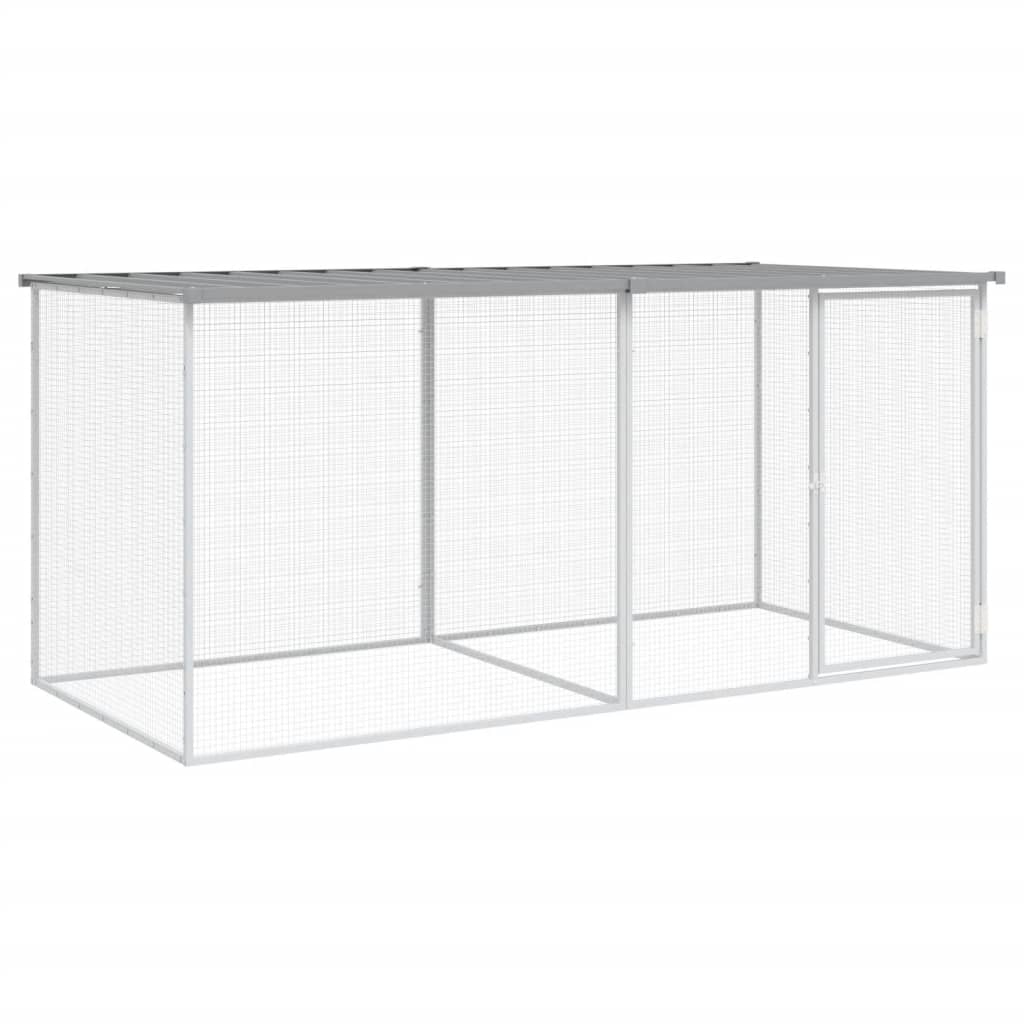 Chicken coop with roof light grey 203x98x90 cm galvanized steel