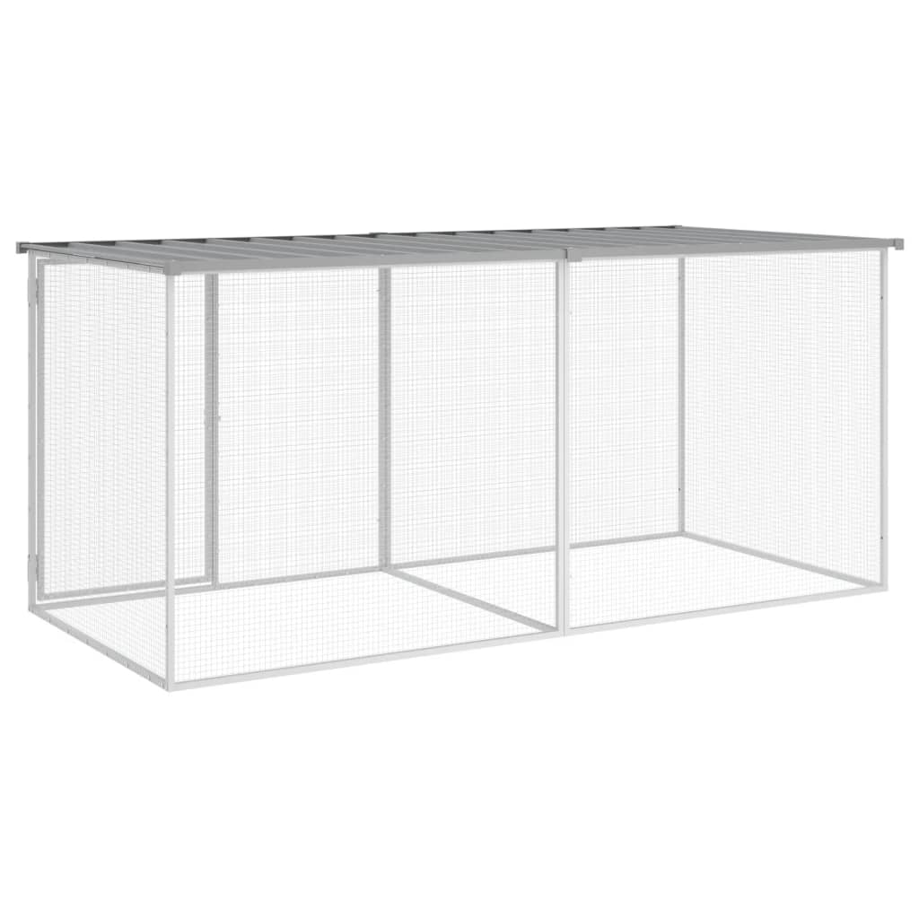 Chicken coop with roof light grey 203x98x90 cm galvanized steel