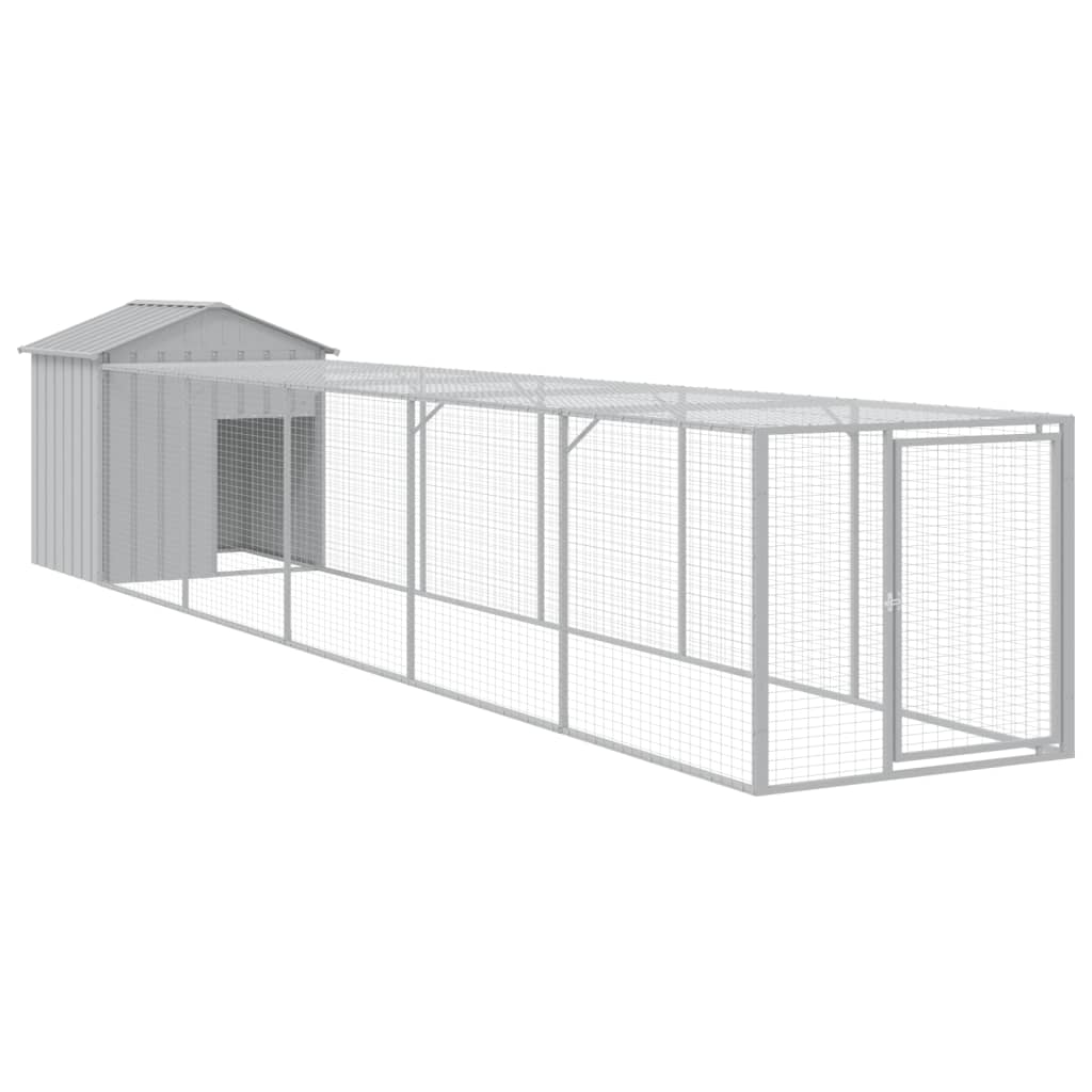 Chicken coop/outdoor area, grey, 117x609x123 cm, galvanized steel