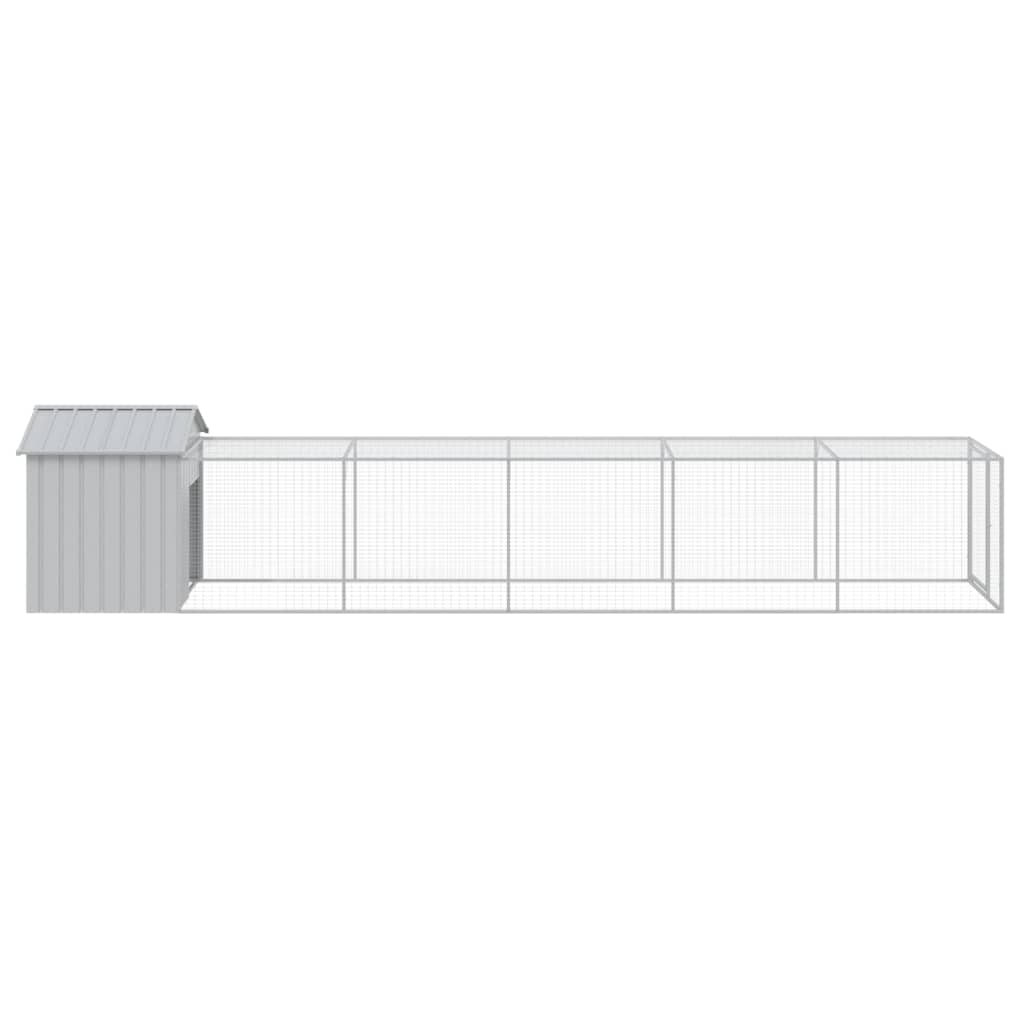 Chicken coop/outdoor area, grey, 117x609x123 cm, galvanized steel