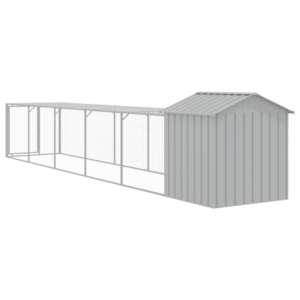 Chicken coop/outdoor area, grey, 117x609x123 cm, galvanized steel