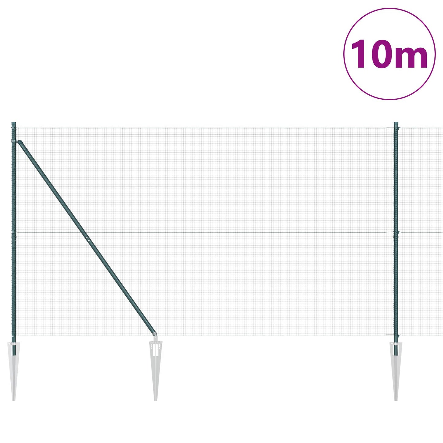 Welded Wire Fence with 7 Spike Posts Vihreä 1.5x10 m Teräs