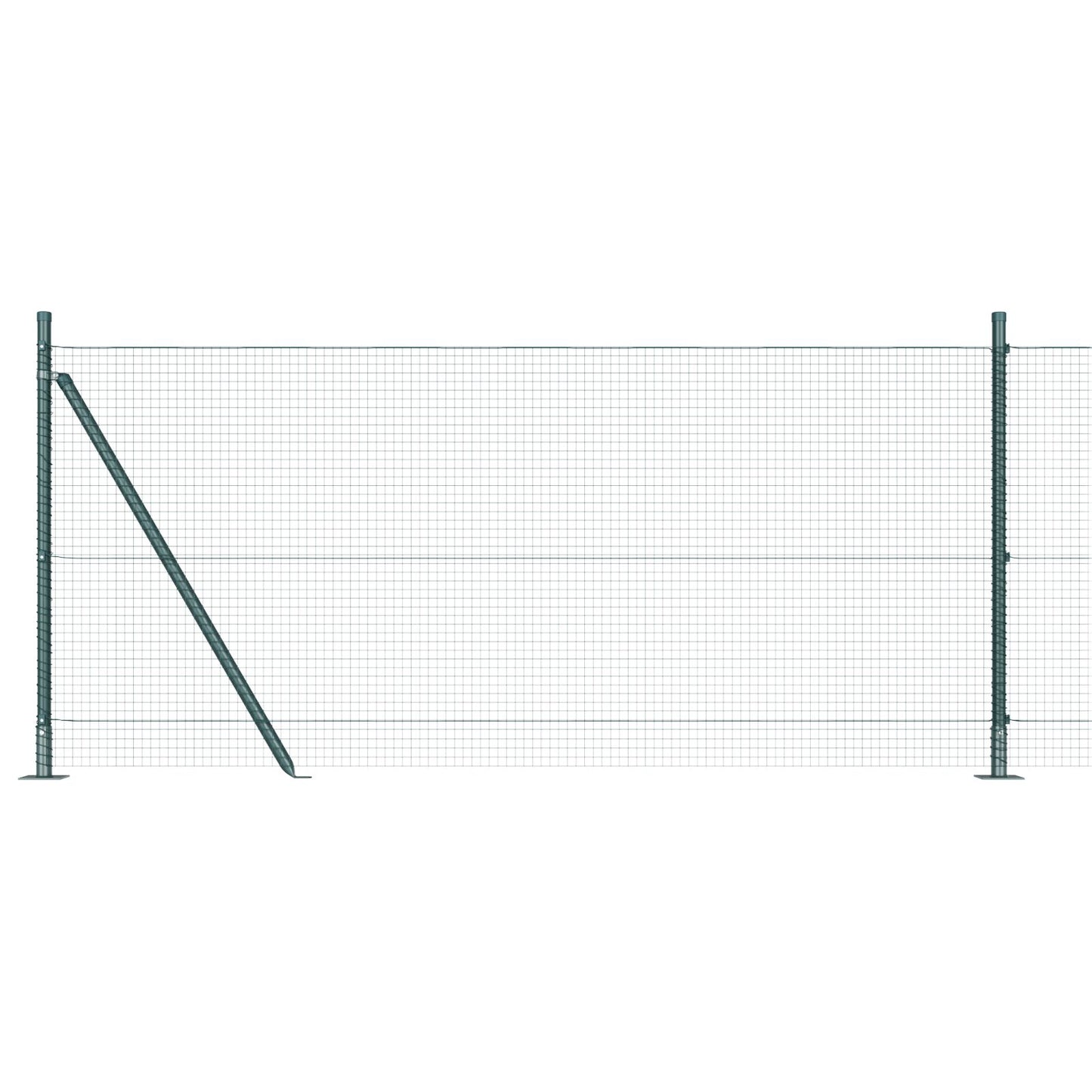 Welded Wire Fence with 13 Flanged Posts Green 1x50 m Teräs