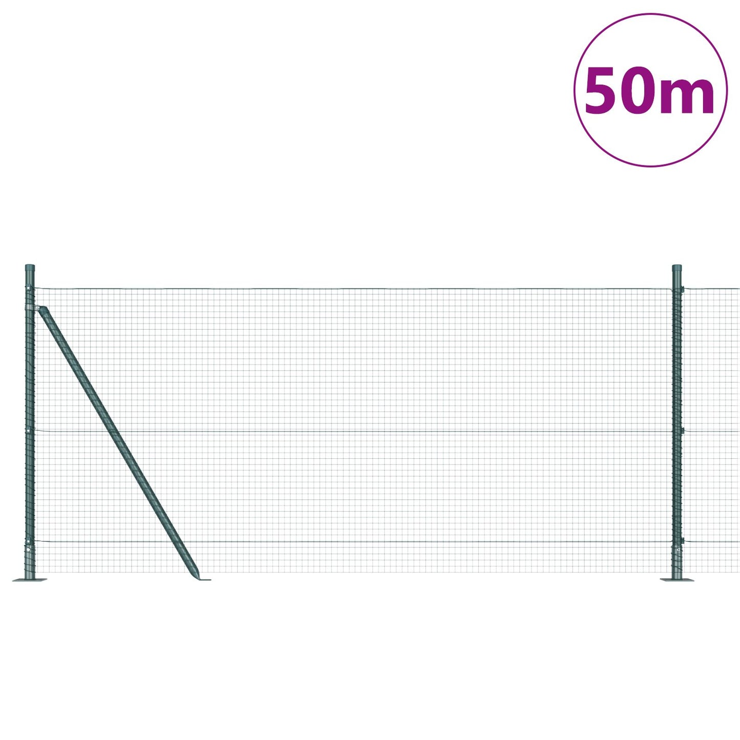 Welded Wire Fence with 13 Flanged Posts Green 1x50 m Teräs