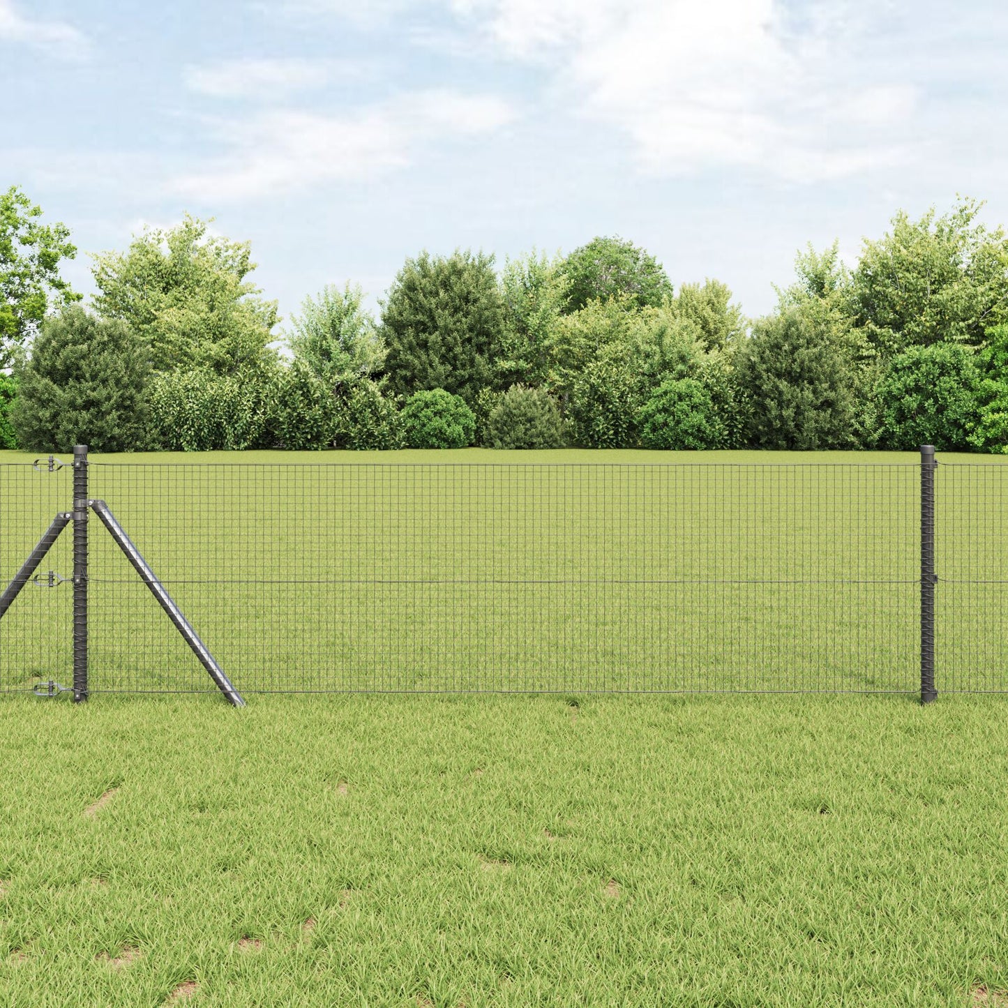 Welded Wire Fence with 13 Posts Harmaa 0.4x50 m Teräs