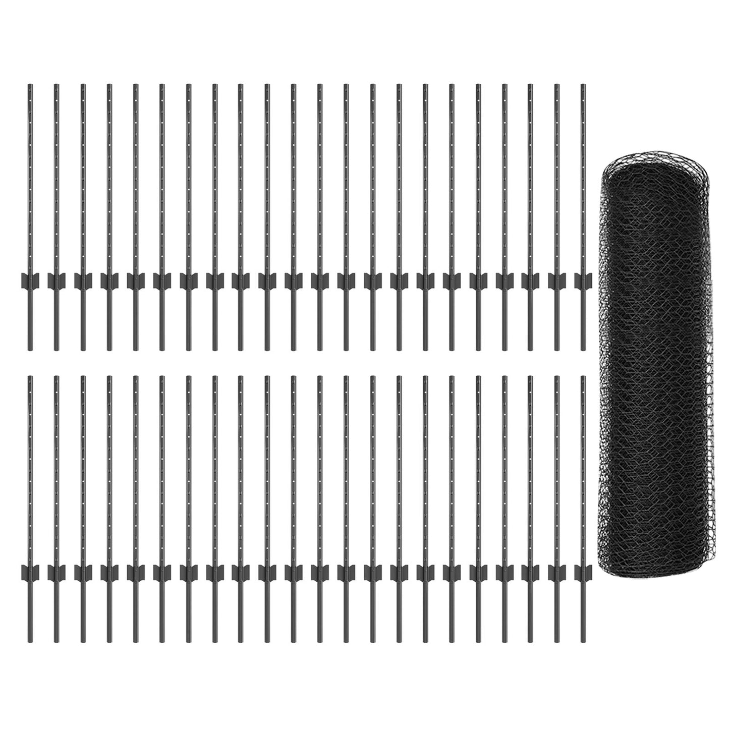 Verkkoposti 11 kpl U-kanava Harmaa 80 cm Teräs, vidaXL Kuusikulmainen verkko Harmaa 0.8x100 m Teräs