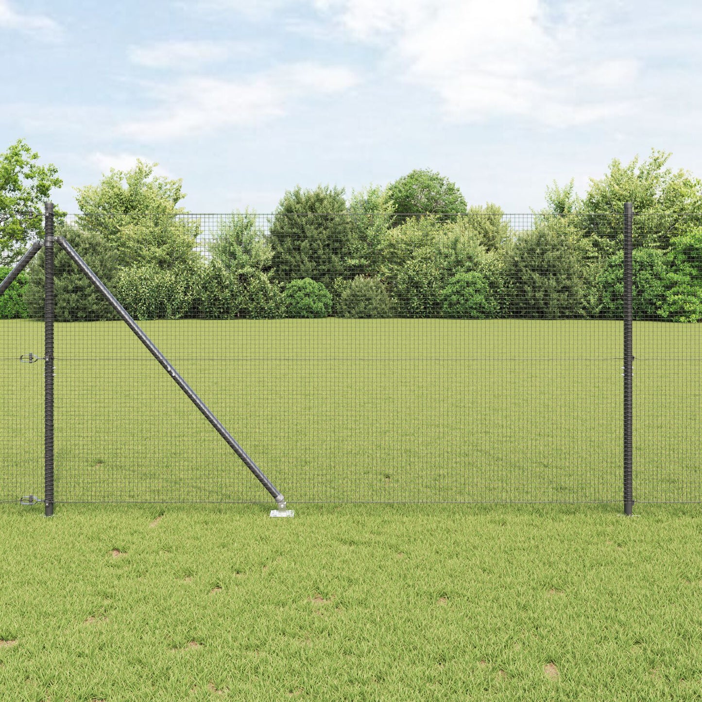 Welded Wire Fence with 7 Spike Posts Harmaa 1.2x10 m Teräs